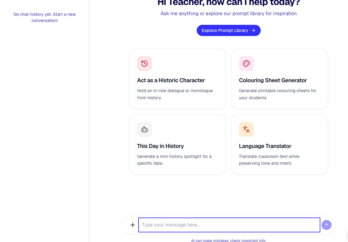 AI Chat showing the message box and attachment control.